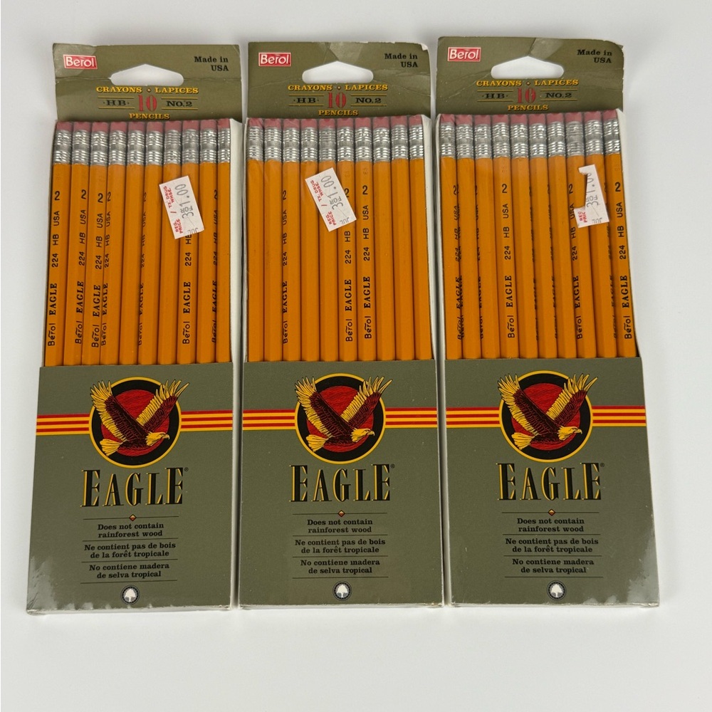 Vintage Berol Pencils Eagle No. 2 HB #1010 Lot of 30 New Old Stock Made in USA